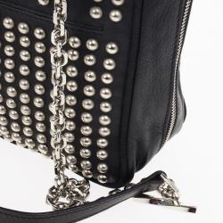 Pre Owned Christian Louboutin Black Edie Studded Leather Shoulder Bag