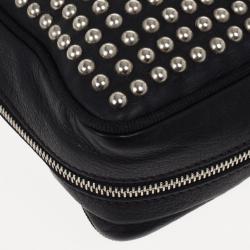 Pre Owned Christian Louboutin Black Edie Studded Leather Shoulder Bag
