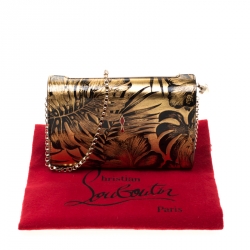 Christian Louboutin Gold/Black Floral Chain Clutch