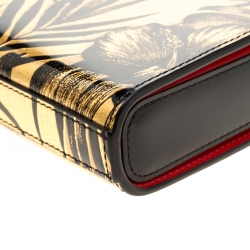 Christian Louboutin Gold/Black Floral Chain Clutch