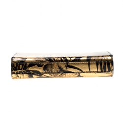 Christian Louboutin Gold/Black Floral Chain Clutch