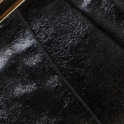 Pre Owned Christian Louboutin Black Metallic Leather Loubiday Clutch