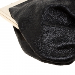 Pre Owned Christian Louboutin Black Metallic Leather Loubiday Clutch