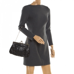 Pre Owned Christian Louboutin Black Metallic Leather Loubiday Clutch