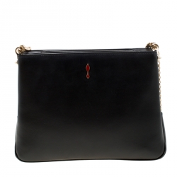 Christian Louboutin Black Leather Large Triloubi Spiked Shoulder Bag