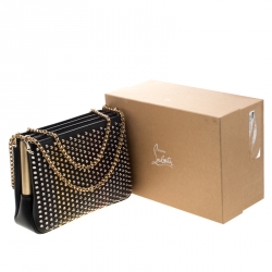 Christian Louboutin Black Leather Large Triloubi Spiked Shoulder Bag