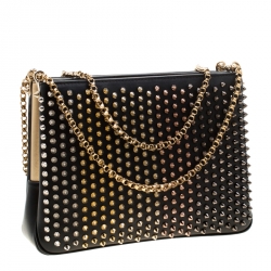 Christian Louboutin Black Leather Large Triloubi Spiked Shoulder Bag