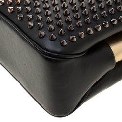 Christian Louboutin Black Leather Large Triloubi Spiked Shoulder Bag