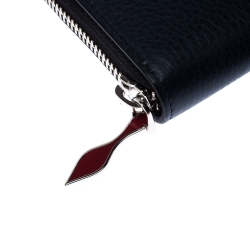 Christian Louboutin Navy Blue Winged Heart Leather Zip Around Wallet