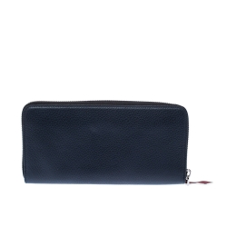 Christian Louboutin Navy Blue Winged Heart Leather Zip Around Wallet