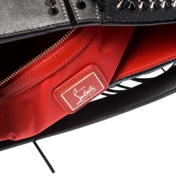 مملوكة مسبقًا Christian Louboutin Black Spiked Leather Lucky L Fringe Hobo