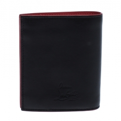 Christian Louboutin Black/Red Leather Clipsos Studded Bifold Wallet