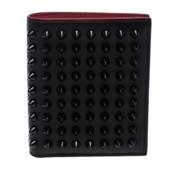 Christian Louboutin Black/Red Leather Clipsos Studded Bifold Wallet