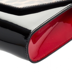 Christian Louboutin Black Leopard Patent Leather Vero Dodat Chain Clutch