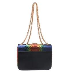 Christian Louboutin Multicolor Python Sweet Charity Loubi Bow Shoulder Bag