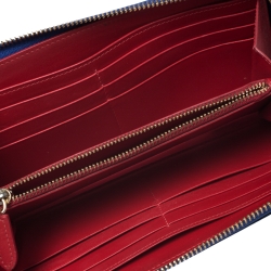Christian Louboutin Blue Leather Panettone Spikes  Zip Around Wallet