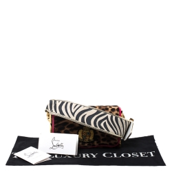 Christian Louboutin Leopard Pony Hair and Leather Small Carrie Ecusson Crossbody Bag