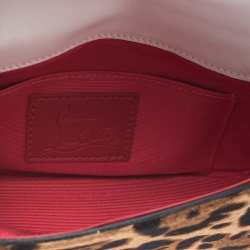 Christian Louboutin Leopard Pony Hair and Leather Small Carrie Ecusson Crossbody Bag
