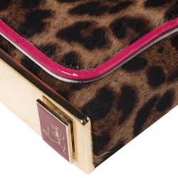 Christian Louboutin Leopard Pony Hair and Leather Small Carrie Ecusson Crossbody Bag