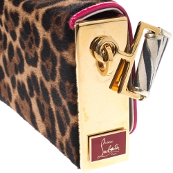 Christian Louboutin Leopard Pony Hair and Leather Small Carrie Ecusson Crossbody Bag