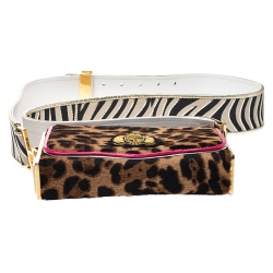 Christian Louboutin Leopard Pony Hair and Leather Small Carrie Ecusson Crossbody Bag