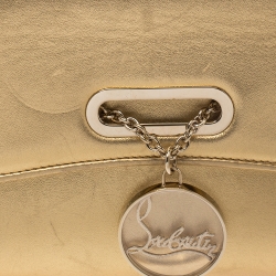 مملوكة مسبقًا حقيبة كلتش كريستيان لوبوتان ريفييرا جلد ذهبية ميتالسك