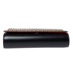 Pre Owned Christian Louboutin Black Leather Paloma Spiked Chain Clutch