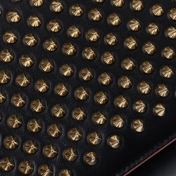 Pre Owned Christian Louboutin Black Leather Paloma Spiked Chain Clutch