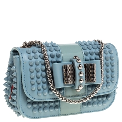 Christian Louboutin Blue Leather Mini Spiked Sweet Charity Crossbody Bag