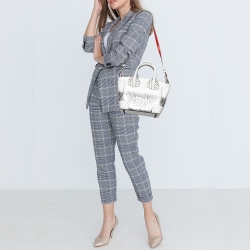 Christian Louboutin White Snakeskin Effect Leather Small Eloise Satchel