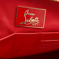 مملوكة مسبقًا حقيبة كلتش للرسغ كريستيان لوبوتان لوبيش جلد أبيض متعدد الألوان مرصع سبايك