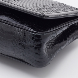 Pre Owned Christian Louboutin Black Water Snake Leather Artemis Chain Shoulder Bag