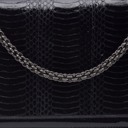 Pre Owned Christian Louboutin Black Water Snake Leather Artemis Chain Shoulder Bag