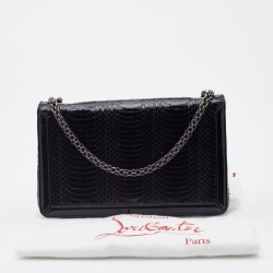 Pre Owned Christian Louboutin Black Water Snake Leather Artemis Chain Shoulder Bag