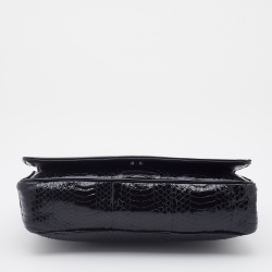 Pre Owned Christian Louboutin Black Water Snake Leather Artemis Chain Shoulder Bag