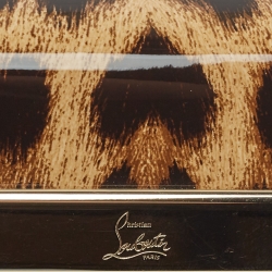 Christian Louboutin Brown  Leopard Print Patent Leather Vanite Clutch 
