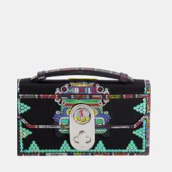 Christian Louboutin Black Sequin Embellished Top Handle Bag with Silver Hardware