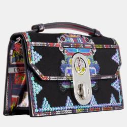 Christian Louboutin Black Sequin Embellished Top Handle Bag with Silver Hardware
