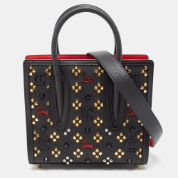 Christian Louboutin Black/Red Leather Mini Studded Paloma Tote