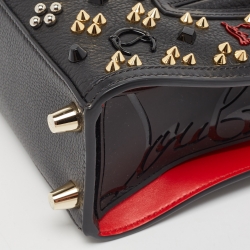 Christian Louboutin Black/Red Leather Mini Studded Paloma Tote