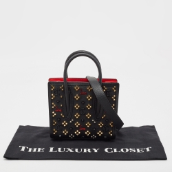Christian Louboutin Black/Red Leather Mini Studded Paloma Tote
