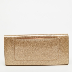 Christian Louboutin Gold Patent Leather Glitter Riviera Clutch