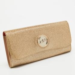 Christian Louboutin Gold Patent Leather Glitter Riviera Clutch
