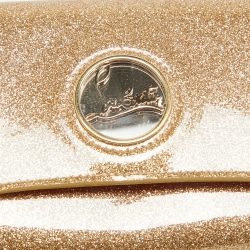 Christian Louboutin Gold Patent Leather Glitter Riviera Clutch