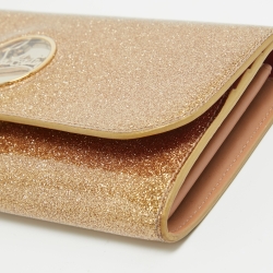 Christian Louboutin Gold Patent Leather Glitter Riviera Clutch