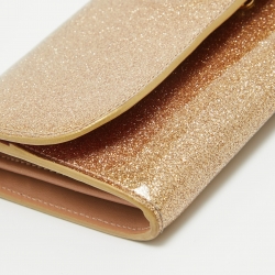 Christian Louboutin Gold Patent Leather Glitter Riviera Clutch