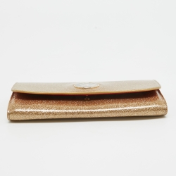 Christian Louboutin Gold Patent Leather Glitter Riviera Clutch