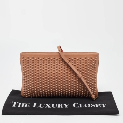 Christian Louboutin Beige Leather Triloubi Spiked Shoulder Bag