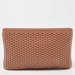 Christian Louboutin Beige Leather Triloubi Spiked Shoulder Bag