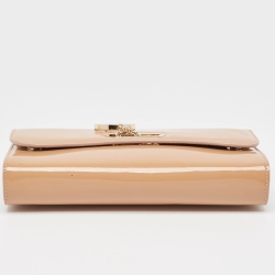 Pre Owned Christian Louboutin Beige Patent Leather Riviera Clutch